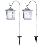 Solarlampen für Außen Deko Laterne mit LED 2er Set - Gartendeko Vintage Landhaus Solarleuchte - Solarleuchten Garten Warmweiß - Außenlampe Stehend Solar Rustikal Antik - Höhe 51 cm