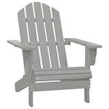 vidaXL Holz Gartensessel Deckchair Gartenstuhl Gartenliege Sonnenliege Relaxliege Liegestuhl Adirondack Stuhl Gartenmöbel Balkon Terrasse Garten Grau