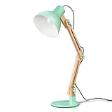 tomons Schreibtischlampe LED Leselampe im klassichen Holz Design, Verstellbarem Arm, Grün Schreibtischlampe Retro, Leselampe Kinder, Nachttischlampe Holz