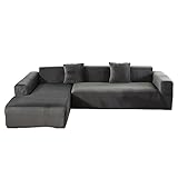 DEZYPZAM Sofabezug, Elastische Sofabezüge, Ecksofa L Form Sofa Überwürfe, Waschbar Universal-Couchbezug, Sofa Überwürfe, Stretch Sofabezug (Grau,L Form 2+2 Sitzer)