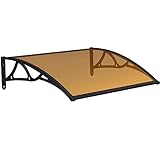 Haustürdach Pultvordach 60x120cm, Transparent Polycarbonat Überdachung Wetterfest Pultbogenvordach Regenschutz Vordach für Türdach und Eingangsbereich, für Draußen
