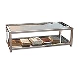 Loberon® Couchtisch Clayton, Edelstahl/Glas, H/B/T ca. 40/130 / 60 cm, Silber/klar, Silber/klar