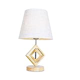 MUZIZY Moderne, einzigartige, individuelle, natürliche, holzige Tischlampe mit beigem Rahmen aus Holz Happy Many Times