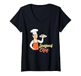 Meeresfrüchte Chef Hobby Cuisine Leckere Garnelengerichte T-Shirt mit V-Ausschnitt