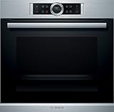 Bosch Hausgeräte HBG675BS1 Serie 8 Einbau-Backofen, 60 x 60 cm, Made in Germany,Pyrolyse Selbstreinigung, AutoPilot 10 10 Automatikprogramme, 4D Heißluft Backen auf 4 Ebenen,TFT-Touchdisplay,Edelstahl