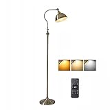 ACMHNC Stehleuchte Vintage Dimmbar, Retro Bronze Industrial Stehlampe, Augenschutz LED Leseleuchte mit Fernbedienung (inkl. Fußschalter), Verstellbarem Standleuchte für Esszimmer, Schlafzimmer, Metall