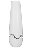 GILDE Deko Vase für Pampasgras - Keramikvase Kegelvase - Deko Wohnzimmer Geschenk für Frauen Geburtstag Muttertag - Farbe: Silber weiß mattHöhe 49 cm