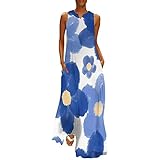 Damen Lustiger Druck Sommerkleid Party Abschlusskleid Bequemes Maxikleid Für Frauen Sommer Frauen Bequemes Lockeres Elegantes Langes Kleid Ärmellose Split Beach Blumenkleider Kleid Sommer Elegant