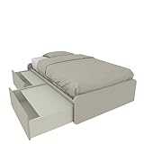 MOBILFINO CAMERETTE 864C – Kinderbett 120 x 190 cm, für französisches Bett mit ausziehbaren Kommoden und anpassbaren Kopfteilen. Inklusive Netz – beide niedrigen Köpfe, Ecru Cappuccino