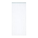 Relaxdays Fadenvorhang, 90x245 cm, mit Tunneldurchzug, kürzbar, für Türen & Fenster, Fadengardine, waschbar, Silber