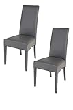 t m c s Tommychairs - 2er Set Moderne Stühle Luisa für Küche und Esszimmer, robuste Struktur aus lackiertem Buchenholz Farbe Dunkelgrau, Gepolstert und mit dunkelgrauem Kunstleder bezogen