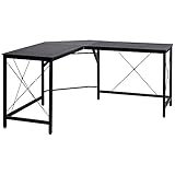 HOMCOM Computertisch Schreibtisch L-Form Eckschreibtisch Winkelschreibtisch MDF Schwarz 150 x 150 x 76 cm