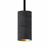 Betoniq Pendelleuchte Beton modern klein NARA13 außen schwarz innen gold - Industrial Design Betonlampe Hängelampe mit LED Glühbirne und Fassung GU10 - Hängeleuchten & Pendelleuchten in Betonoptik