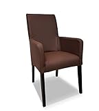 Quattro Meble Braunes Ledersessel Echtleder Esszimmerstühle David Arm Extra braunes Leder Toledo Espresso Stühle Lederstühle Sessel mit Armlehnen Echt Leder Esszimmer Stuhl