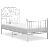 vidaXL Bettgestell Metallbett Schlafzimmer Bett Einzelbett Schlafzimmermöbel Bettrahmen Lattenrost Pulverbeschichtetes Metall Weiß 90x200cm