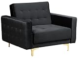 Beliani Sessel Samtstoff schwarz mit Metallgestell Gold versteppt Modern Aberdeen