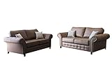 mb-moebel Polstergarnitur 2er Sofa Couch Wohnzimmer Set 3 2 Luxor (Braun)