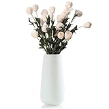 Vase Weiß Matt Keramik Vase für Pampasgras 20cm Höhe Vasen Tischdeko Modern Blumenvase, für Home Office Dekor Geschenk Hochzeit Weihnachten Einweihungsparty (weiß)