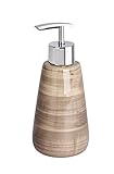 WENKO Seifenspender Pottery Sand Keramik - Flüssigseifen-Spender, Spülmittel-Spender Fassungsvermögen: 0.36 l, Keramik, 8 x 17.5 x 8 cm, Beige