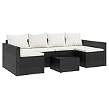 Gartenlounge Set Luke aus Rattan | 238cm breit | 2-teilig | 4 Personen | Lounge & Tisch | Ecksofa Lounge Rattanmöbel Gartensofa Sofa für Balkon (Schwarz-Weiß)