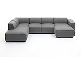 Atlantic Home Collection BULKY Wohnlandschaft Ecksofa, Récamière links, Stoff, hellgrau, 195 x 324 x 70 cm