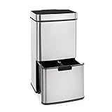 Klarstein Touchless Mülleimer Sensor-Mülleimer, 72 Liter Volumen in 4 Behältern: 43 & 2 x 12,5 Liter, Bio-Eimer mit Deckel: 4 Liter, touchless: automatisches Öffnen und Schließen, silber