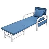 EVURU 2in1 Schlafsofa Schlafsessel für eine Person Indoor-Liegen umwandelbare Chaiselongue klappbarer Sofasessel mit Kissen gepolsterter Lazy Bed Leisure Recliner für das Home Office (Blau)