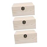 SEWACC 3 Stück Holztruhe Unvollendete Truhe Schmuckaufbewahrungstruhe Holzkiste Diy-Graffiti-Box Unvollendete Schlosskiste Holzkiste Blanko Holzornamente Holzschatzkisten