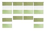 Decocompany Home Design Mini Flächenvorhang Set grün 2291-10 | 4 Teile | Scheibengardine Gesamtbreite 120cm (4x30cm) Höhe 80/60/60/80cm, 2x 30x60cm 2x 30x80cm, 06201