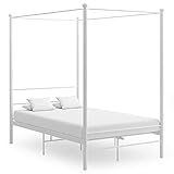 FAMIROSA Himmelbett Weiß Metall 140x200 cm