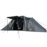 Skandika Kuppelzelt Daytona XXL 6 Personen | Familienzelt mit 3 großen Schlafkabinen, 3000 mm Wassersäule, 195 cm Stehhöhe, Moskitonetze, Sonnensegel | Campingzelt für Familie und Freunde