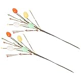 PRETYZOOM 2 Stücke Ostereier Deko Zweige Künstliche Zweige für Bodenvase Osterdeko Osterstrauch Eier Dekoeier Dekozweige Kinder DIY Kranz Girlande Ostern Dekoration Blumenstrauß