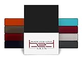 Bedskin Premium Boxspringbett & Wasserbett Spannbettlaken 200x200-200x220 cm, bis 40 cm Matratzenhöhe - Jersey Spannbettlaken für Boxspringbett, 100% Buamwolle Spannbetttuch, Schwarz