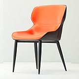 Moderne Esszimmerstühle aus Kunstleder mit schwarzen Metallbeinen und Rückenlehne, Lederstühle, Esszimmerstühle (Farbe: Orange)