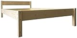 LIEGEWERK Bett mit Kopfteil 140x200 cm Massivholzbett 140cm Holzbett Holz massiv Bettgestell H67-37 (140 x 200)