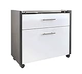 Schildmeyer Waschbeckenunterschrank 133074 Trient, 67 x 35 x 60,5 cm, weiß glanz / esche grau Dekor