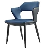 NiFao Moderne Esszimmerstühle, Küchenstühle Mit Hoher Rückenlehne, Wohnzimmer-Schreibtischstuhl, Kunstleder-gepolsterter Stuhl Mit Metallbeinen, for Küche, Esszimmer, Wohnzimmerstühle (Farbe : Blau)