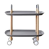 Trolley with bar on Wheels Modern Wood Plastic Storage Shelf Organizer Serving Trolley Wheels Handle Kitchen Trolley