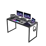 SANODESK FD 140x60x75cm Computertisch Gaming Schreibtisch Esstisch Computer Schreibtisch Home Office Esszimmertisch PC Laptop Tisch Schreibtisch mit Kopfhörerhalter ohne Schrank Schwarz