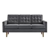 VASAGLE 3 Sitzer Sofa, Couch fürs Wohnzimmer, Bezug aus Polyester, Polstermöbel für kleine Wohnungen, Gestell und Beine aus Massivholz, modernes Design, 177 x 72 x 86 cm, grau LCS101G01