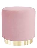 Suhu Hocker Samt Schminktisch Pouf Hocker Sitzhocker Sofa Puff Couch Hocker Samtstoff Fußbank Rund Gold Couchtisch Polsterhocker aus Metall Rosa