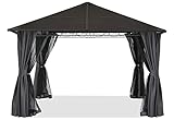 ABCCANOPY 3x3.6m Hardtop Pavillon mit Vorhängen und Netz,Dunkelgrau