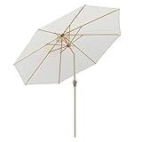 Sekey® 300 cm Sonnenschirm Marktschirm Gartenschirm Terrassenschirm Rund UV50+ (HolzMetall, Creme)