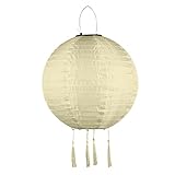 Lampions Solar Außen, LED Solar Lampion Garten Laterne, IP55 Rund Ballform Lampenschirm Papierlaterner Hängende Gartenlaterne für Hochtzeit, Kirche, Garten, Party Dekoration (Beige)