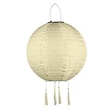 Lampions Solar Außen, LED Solar Lampion Garten Laterne, IP55 Rund Ballform Lampenschirm Papierlaterner Hängende Gartenlaterne für Hochtzeit, Kirche, Garten, Party Dekoration (Beige)