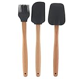 Spatel Ölpinsel Spatel Silikon Set mit Holzgriff zum Backen Ölen Grillen 3-teiliges Set Holz Kochgeschirr Zuhause