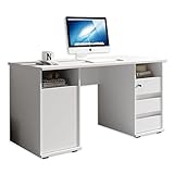 PRIMUS 2 Schreibtisch mit Schubladen, Weiß - Bürotisch Computertisch fürs Homeoffice mit Stauraum und offenen Ablagefächern - 145 x 74 x 65 cm (B/H/T)