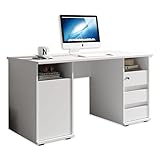 PRIMUS 2 Schreibtisch mit Schubladen, Weiß - Bürotisch Computertisch fürs Homeoffice mit Stauraum und offenen Ablagefächern - 145 x 74 x 65 cm (B/H/T)