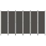 vidaXL Raumteiler Klappbar Freistehend Trennwand Paravent Umkleide Sichtschutz Spanische Wand Raumtrenner 6-TLG. Anthrazit 300x180cm Eisen Stoff