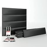 Mollis Wandpaneel, gepolsterte Moderne 3D Dekoration, Wandverkleidung, Akustik Wandkissen, schallabsorbierend, Kopfteil für Betthaupt, Wohnzimmer, Dekowand, Rechtecke 15x60 cm, Set 8 Stück